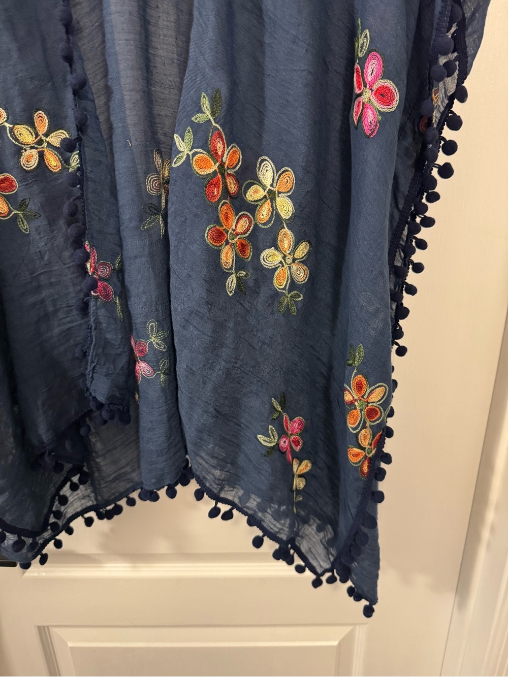Subtle Luxury Navy Blue Embroidered Pool to Party Cover-Up - Picture 3 of 8